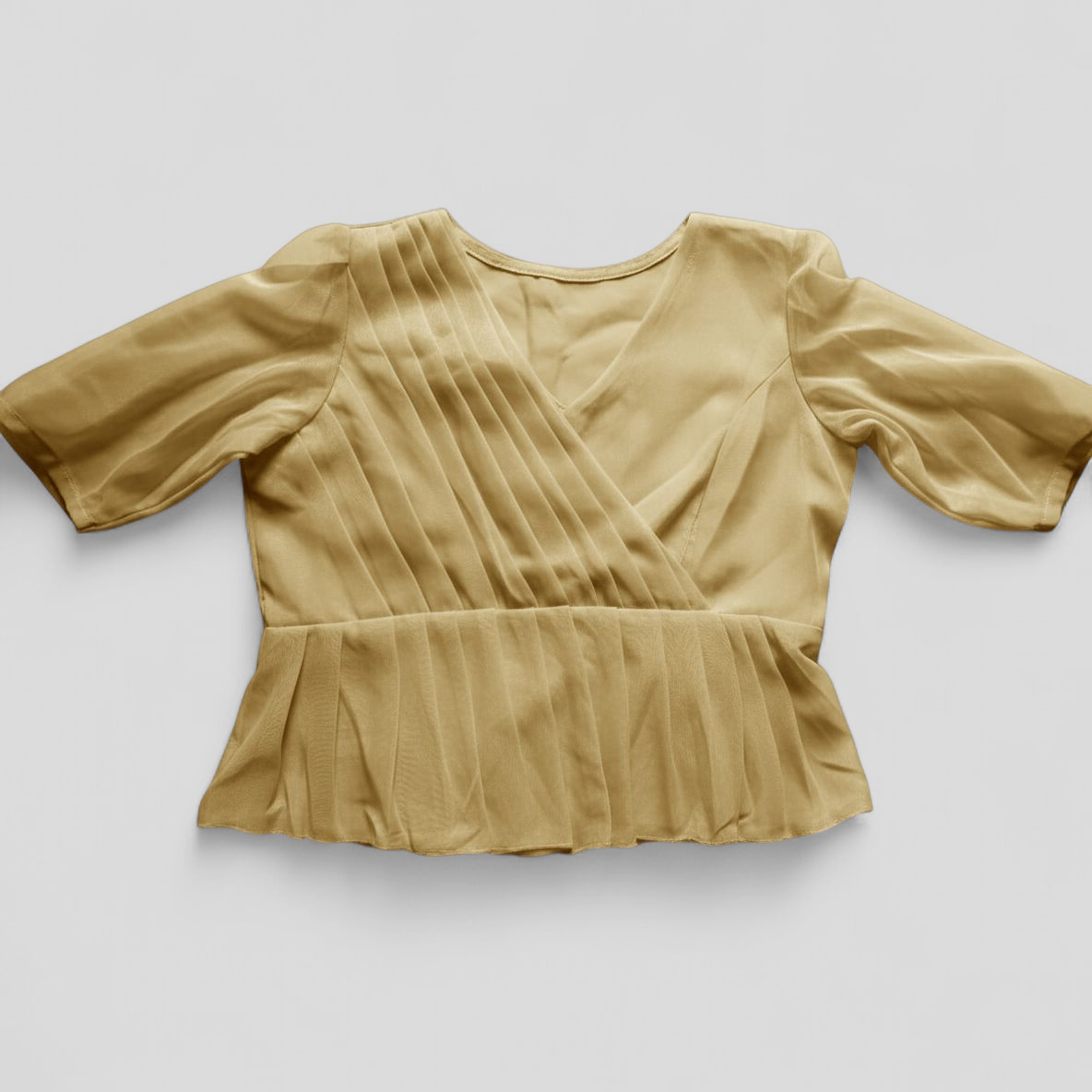 Pleated Wrap Peplum Top