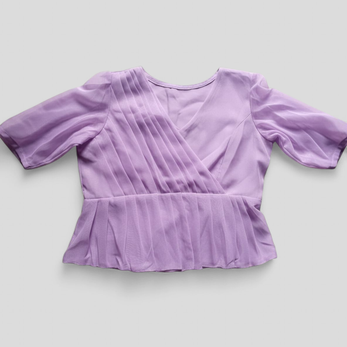 Pleated Wrap Peplum Top