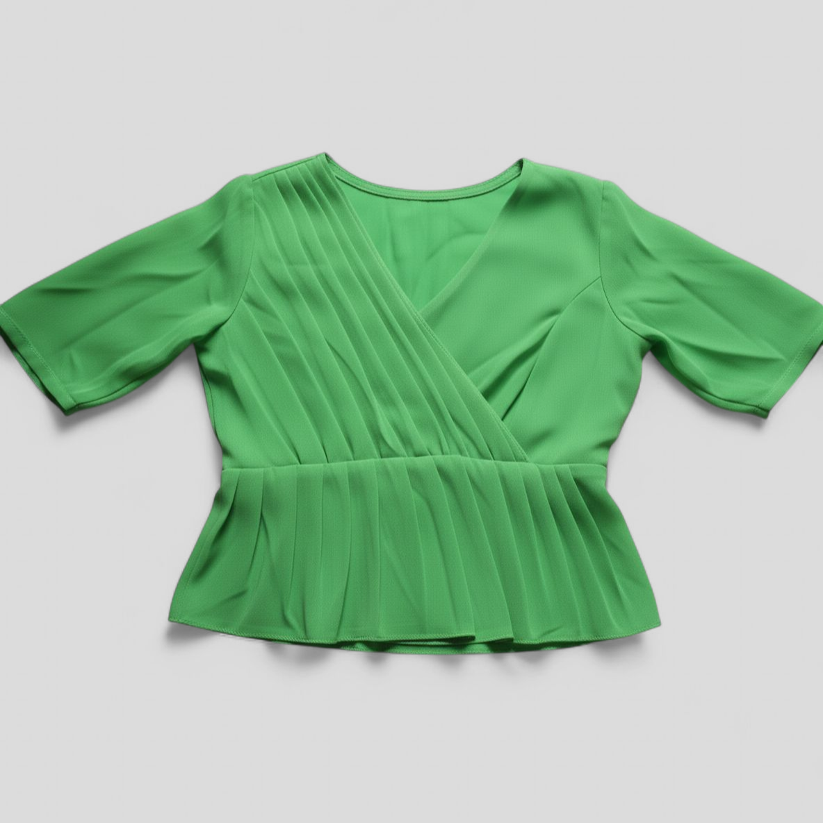 Pleated Wrap Peplum Top