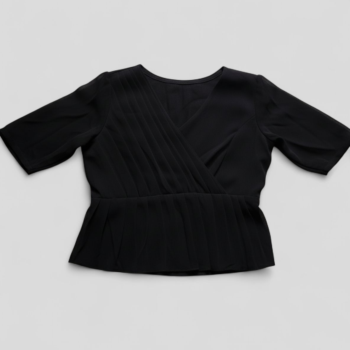 Pleated Wrap Peplum Top