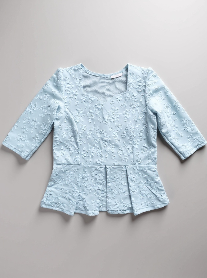 Floral Embossed Peplum Top