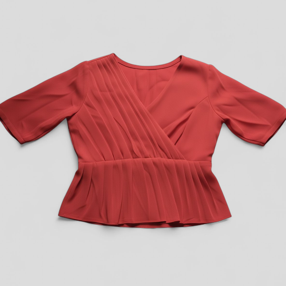 Pleated Wrap Peplum Top